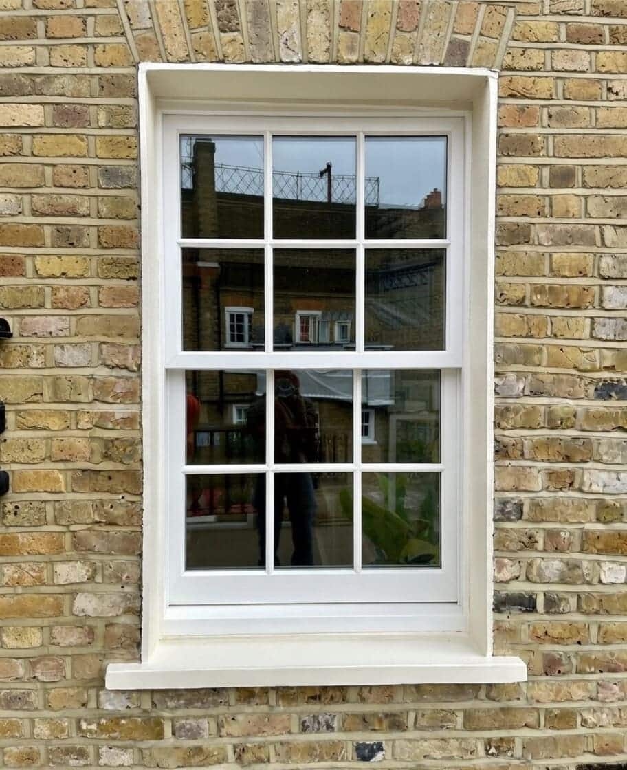 Sash window restoration in Canary Wharf